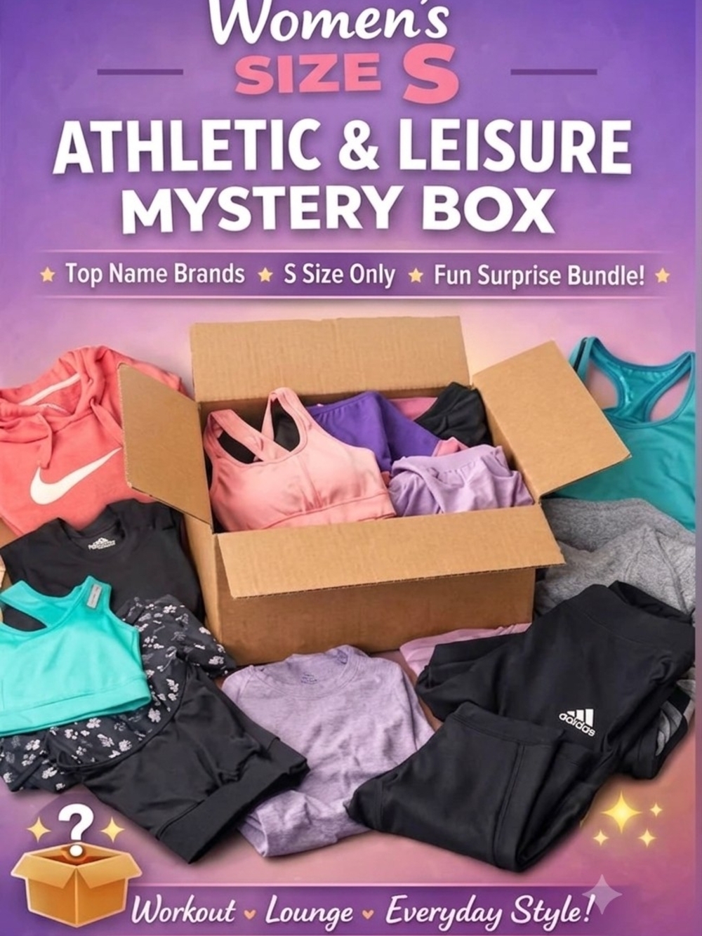 Women's Athletic Mystery Box - COMES WITH FREE WATER BOTTLE! 4 PC CLOTHES!
